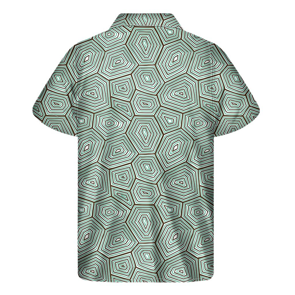 Turtle Shell Pattern Print Mens Short Sleeve Shirt Hawaiian