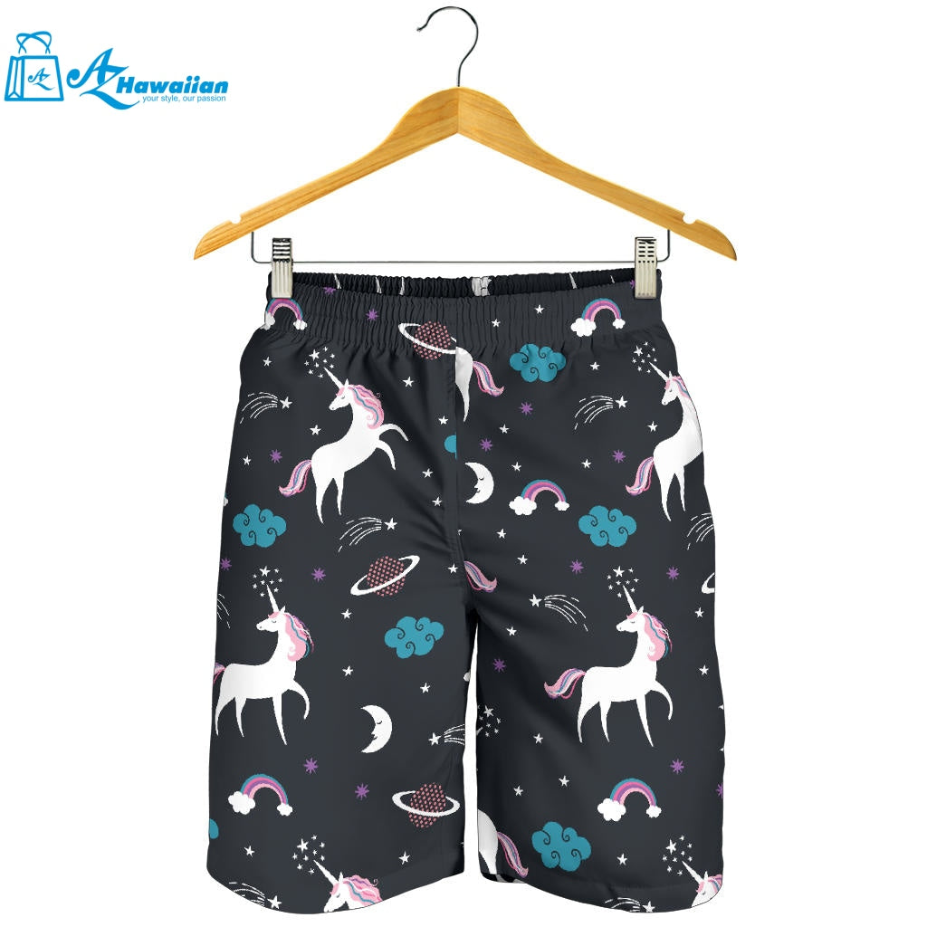 Unicorn Rainbows Moon Clound Star Pattern Men Shorts