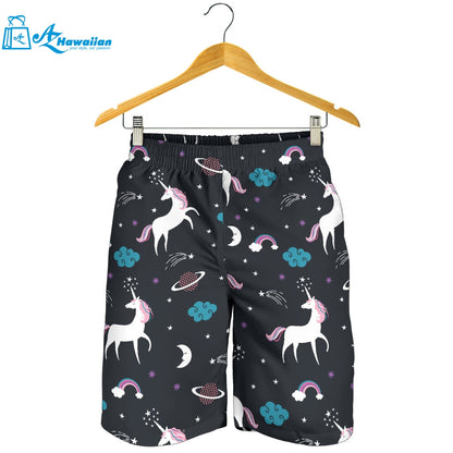 Unicorn Rainbows Moon Clound Star Pattern Men Shorts