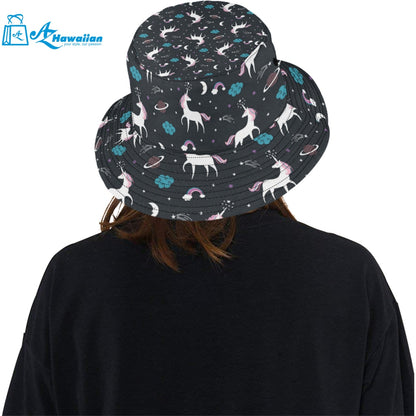 unicorn rainbows moon clound star pattern Unisex Bucket Hat