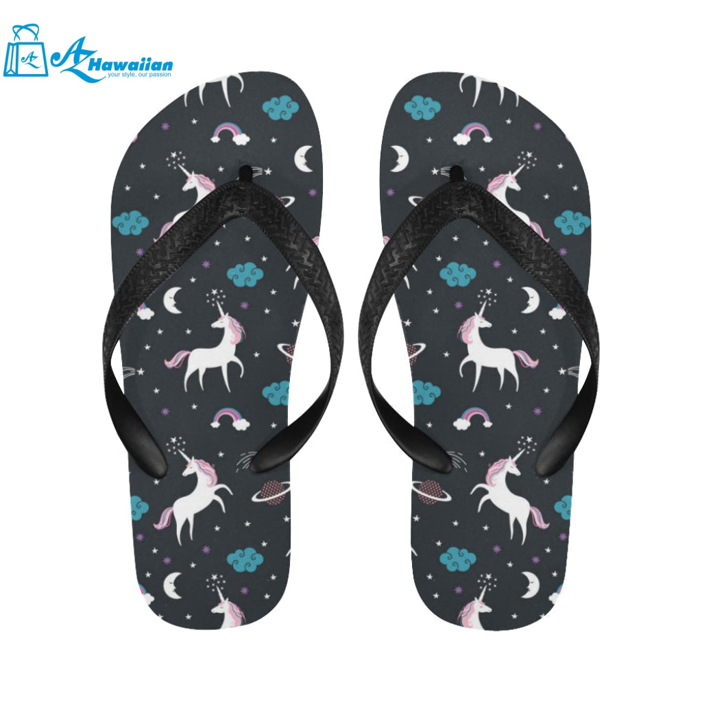 unicorn rainbows moon clound star pattern Unisex Flip Flops