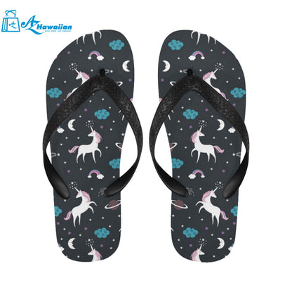 unicorn rainbows moon clound star pattern Unisex Flip Flops