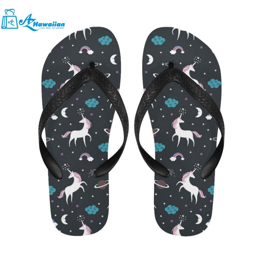 unicorn rainbows moon clound star pattern Unisex Flip Flops