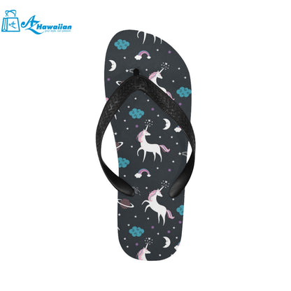 unicorn rainbows moon clound star pattern Unisex Flip Flops