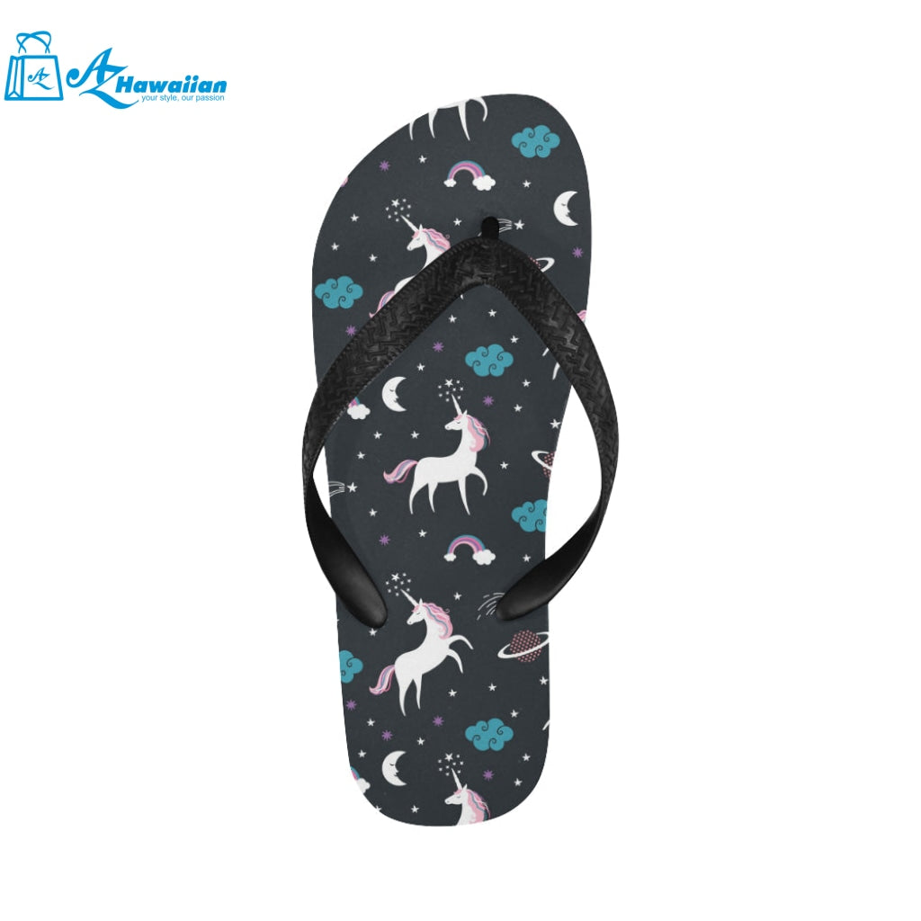 unicorn rainbows moon clound star pattern Unisex Flip Flops