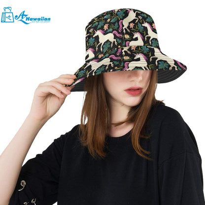 Unicorns forest background Unisex Bucket Hat