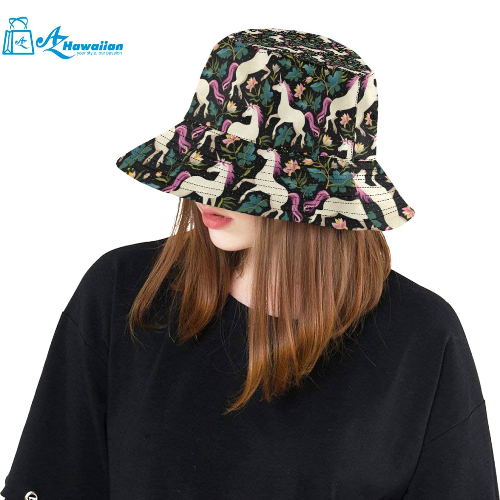 Unicorns forest background Unisex Bucket Hat