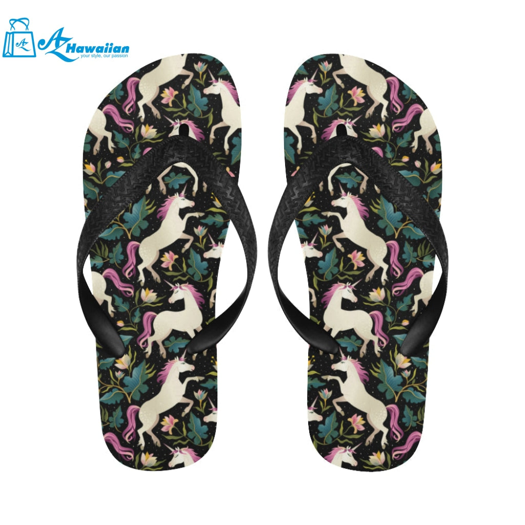 Unicorns forest background Unisex Flip Flops