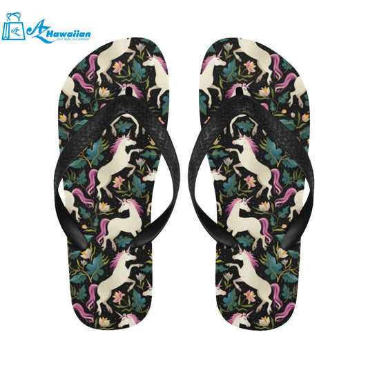 Unicorns forest background Unisex Flip Flops