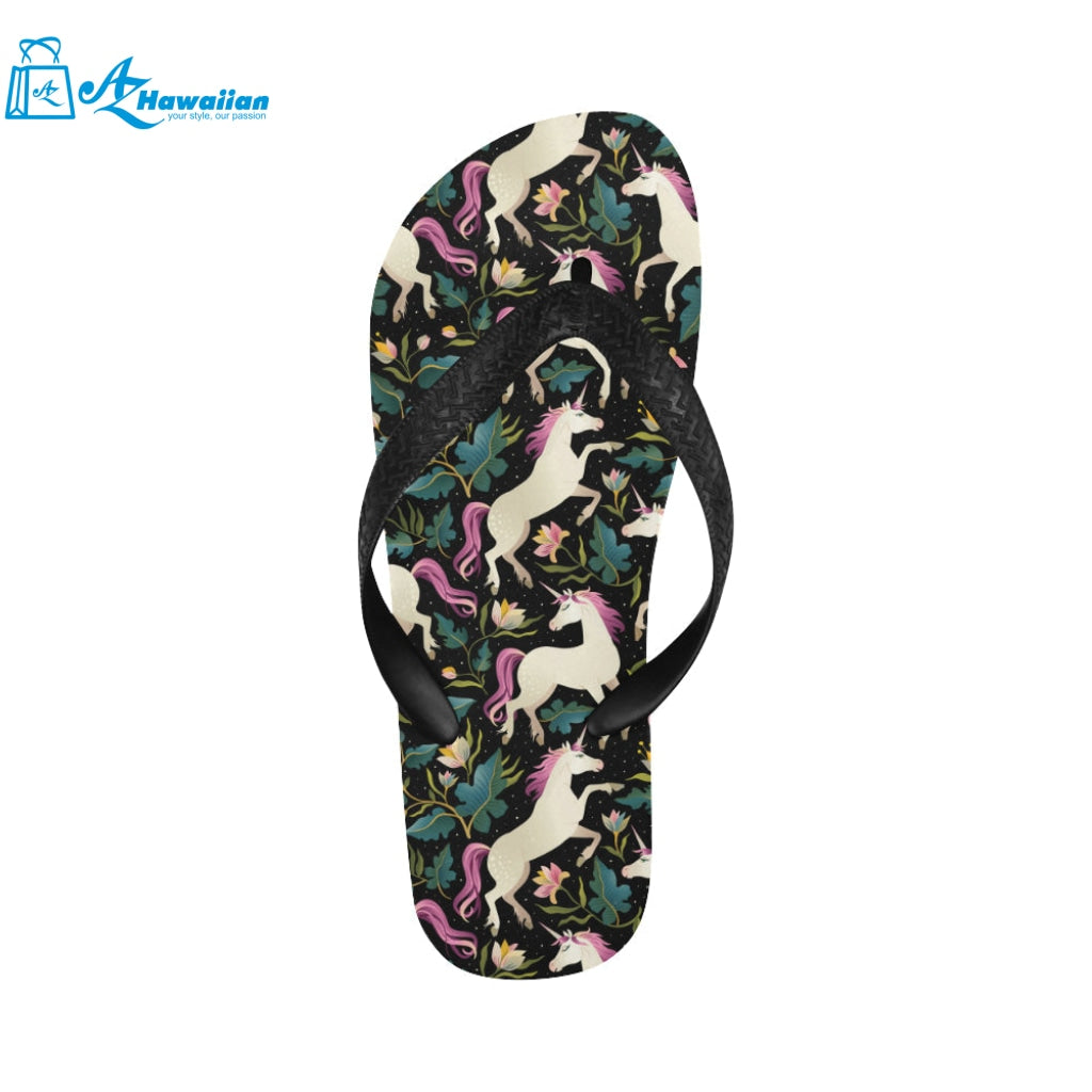 Unicorns forest background Unisex Flip Flops