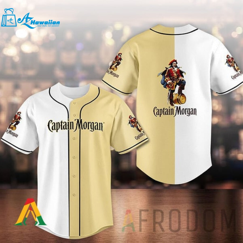 Unisex Beige White Captain Morgan Baseball Jersey