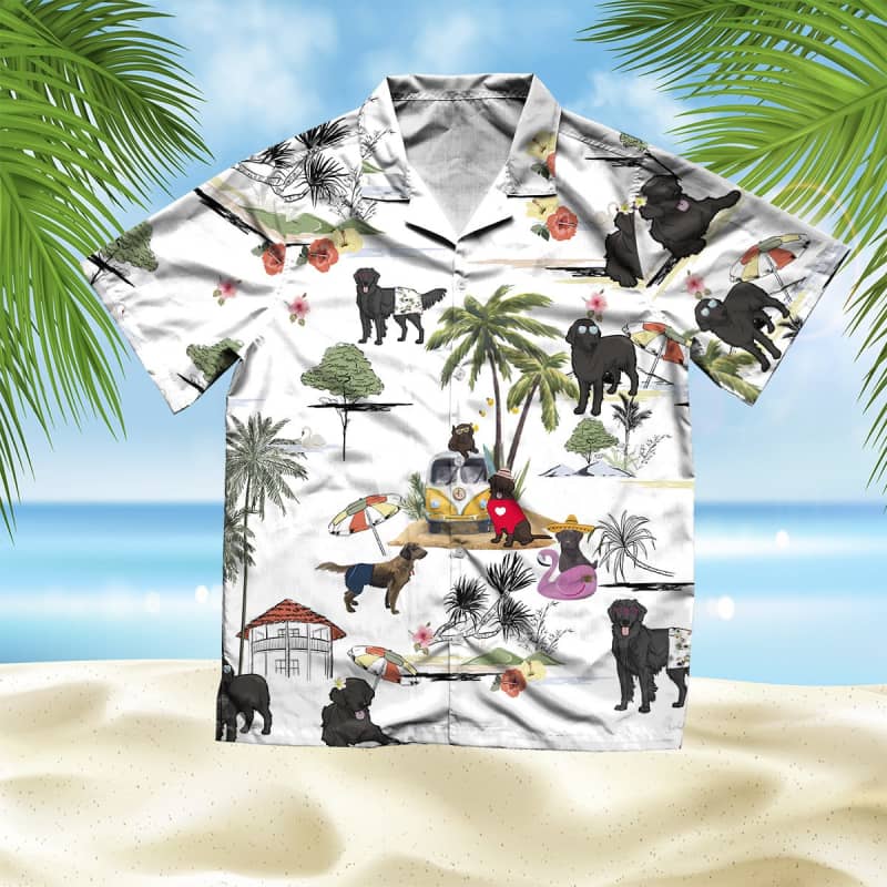 Flat-Coated Retriever Hawaiian Shirt Hawaii Beach Retro