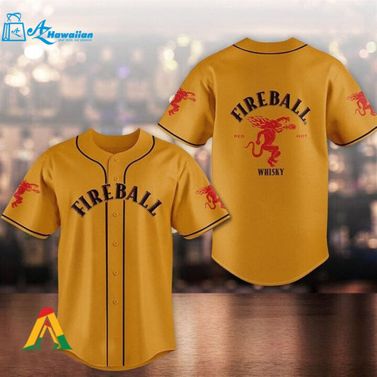 Unisex Orange Fireball Whiskey Baseball Jersey