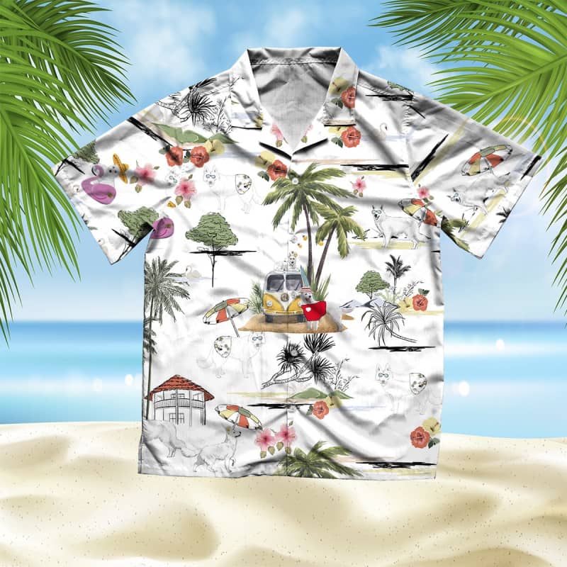 WHITE SHEPHERD Hawaiian Shirt Hawaii Beach Retro