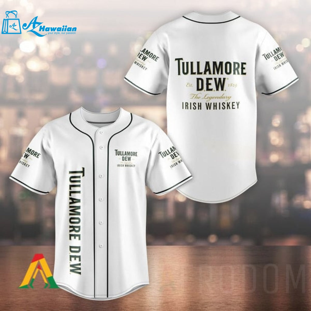 Unisex White Tullamore Dew Baseball Jersey