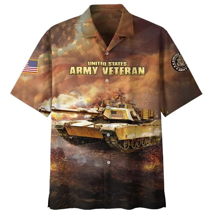 United States Army Veteran Hawaiian Graphic Print Short Sleeve 