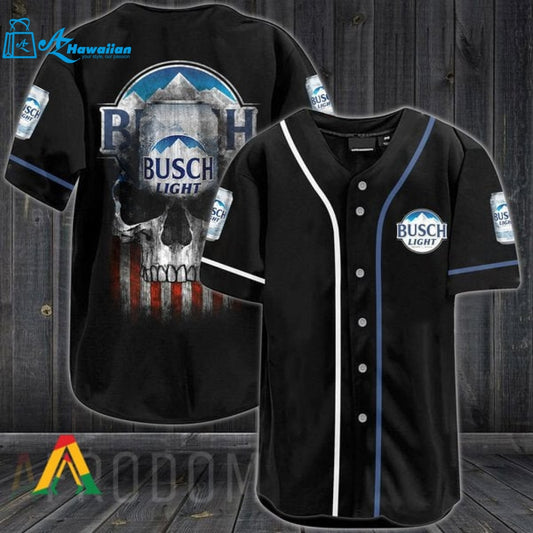 US Flag Black Skull Busch Light Baseball Jersey