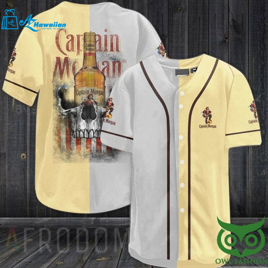 US Flag Black Skull Captain Morgan Baseball Jersey