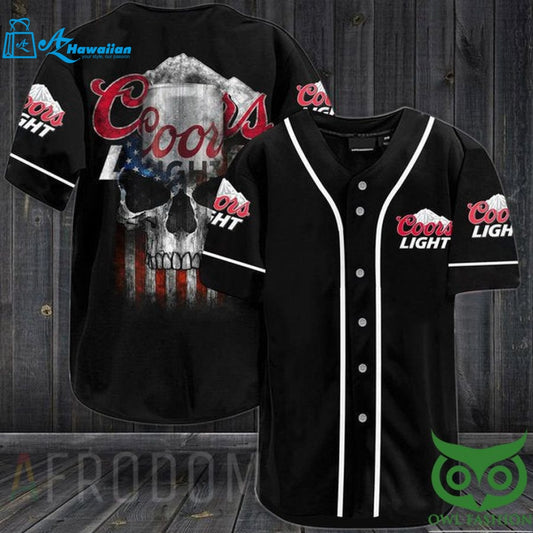 US Flag Black Skull Coors Light Baseball Jersey