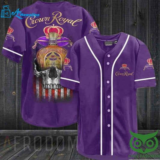 US Flag Black Skull Crown Royal Baseball Jersey