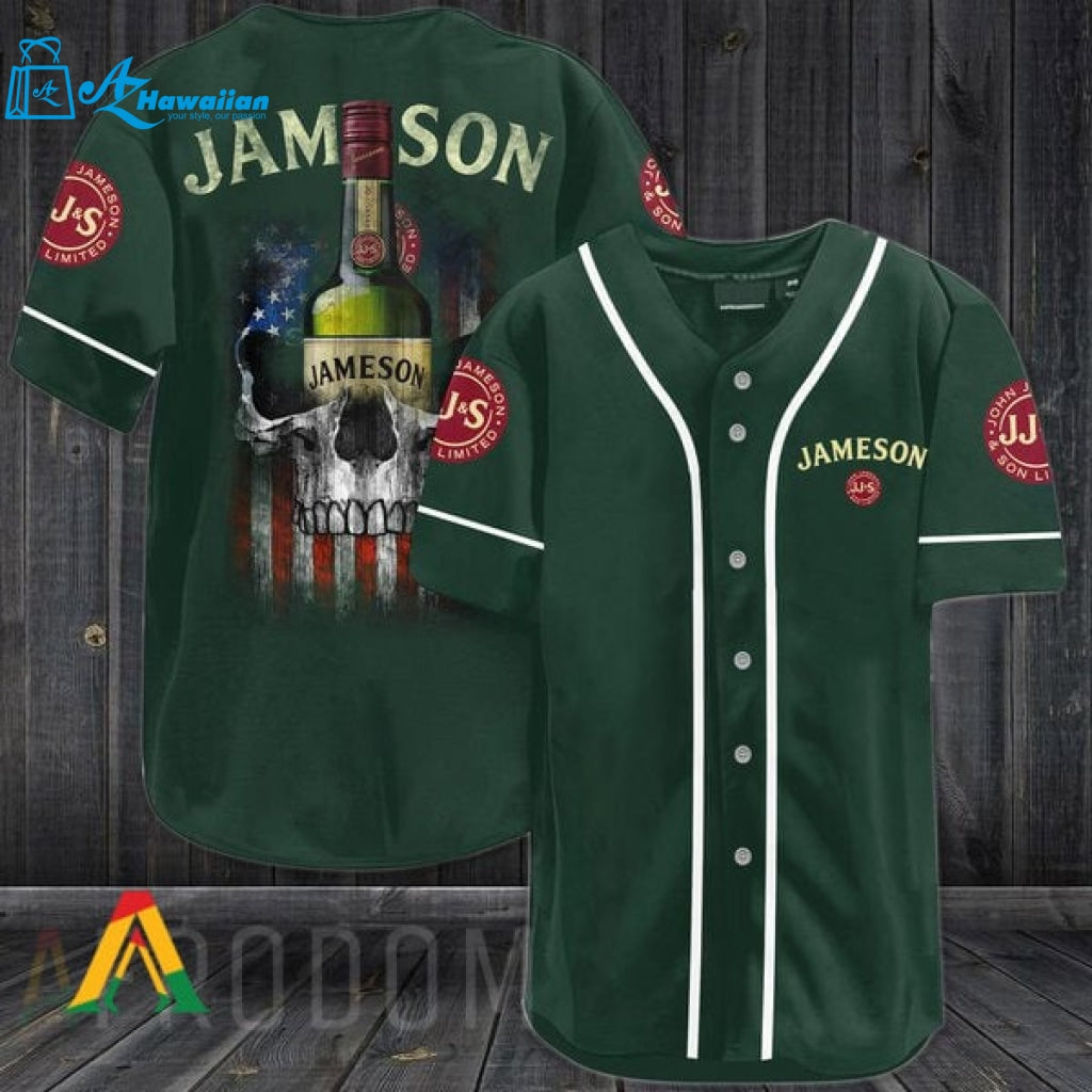 US Flag Black Skull Jameson Baseball Jersey