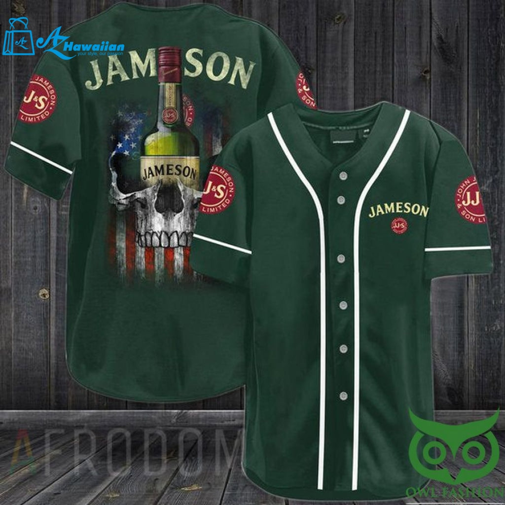 US Flag Black Skull Jameson Baseball Jersey