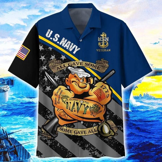 US Navy Veteran All Gave Some Hawaiian Graphic Print Short Sleeve 