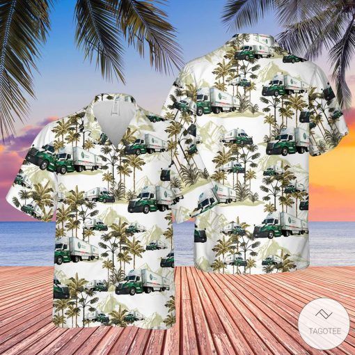 Us Truck Transportation Hawaiian Graphic Print Short Sleeve Hawaiian Shirt