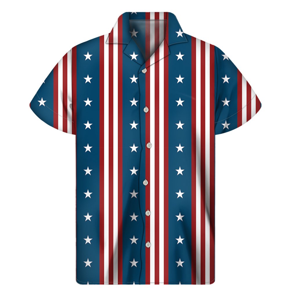 Usa Independence Day Pattern Print Mens Short Sleeve Shirt Hawaiian