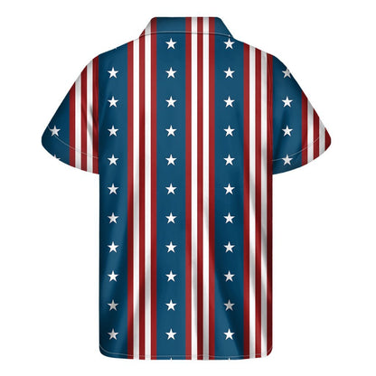 Usa Independence Day Pattern Print Mens Short Sleeve Shirt Hawaiian