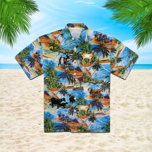 OragonTee Goat On Beach Hawaiian Shirt | For Men & Women | Adult | HW7299