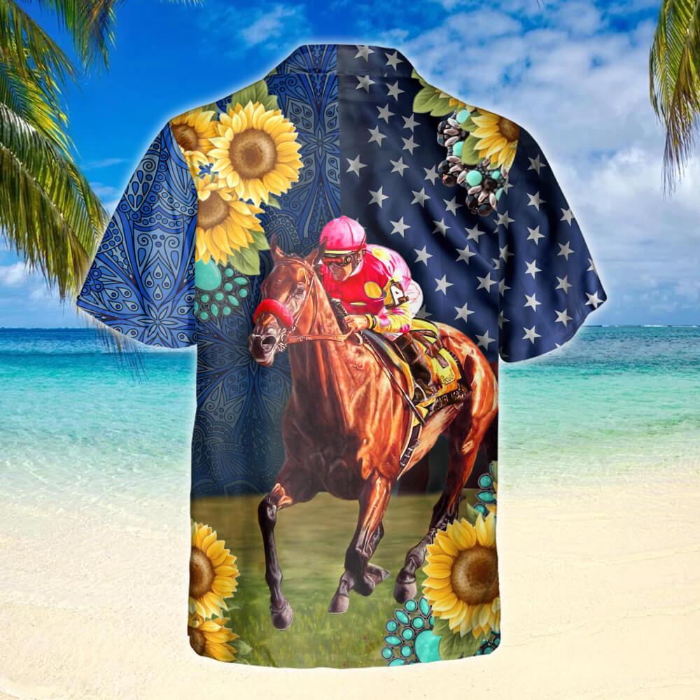 Horse Racing Sunflower Shirt Ntb131Hwv1 Hawaiian