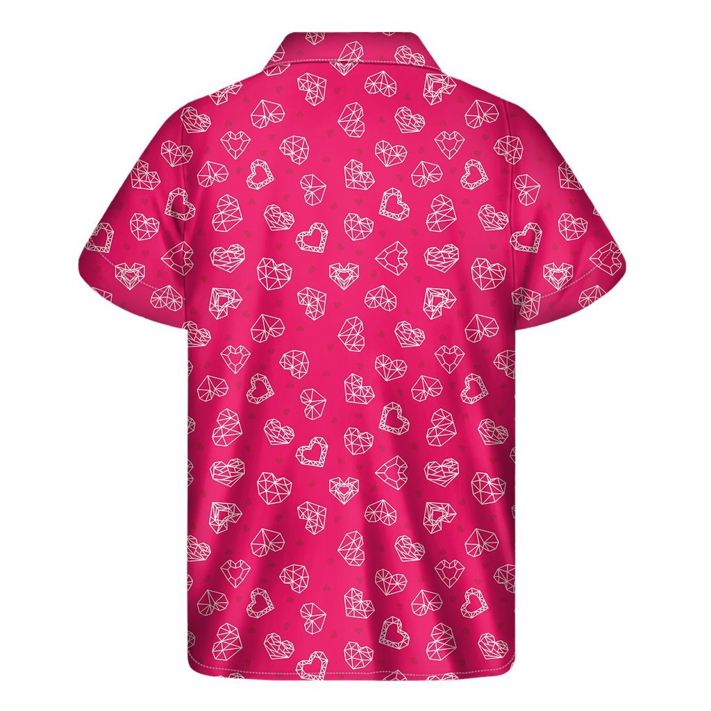 Valentines Day Geometric Heart Print Mens Short Sleeve Shirt Hawaiian