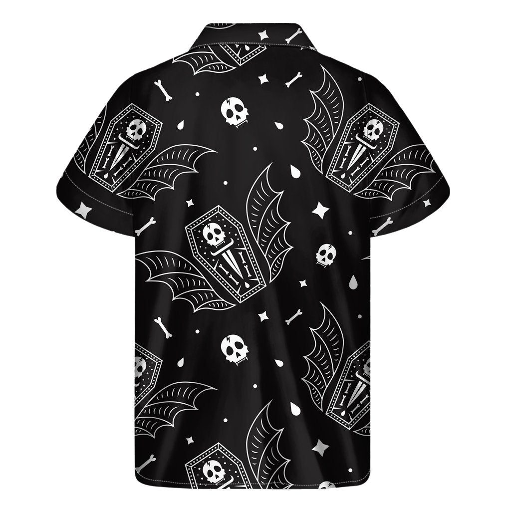 Vampire Coffin Pattern Print Mens Short Sleeve Shirt Hawaiian