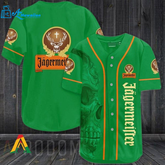 Vintage Green Skull Jagermeister Baseball Jersey