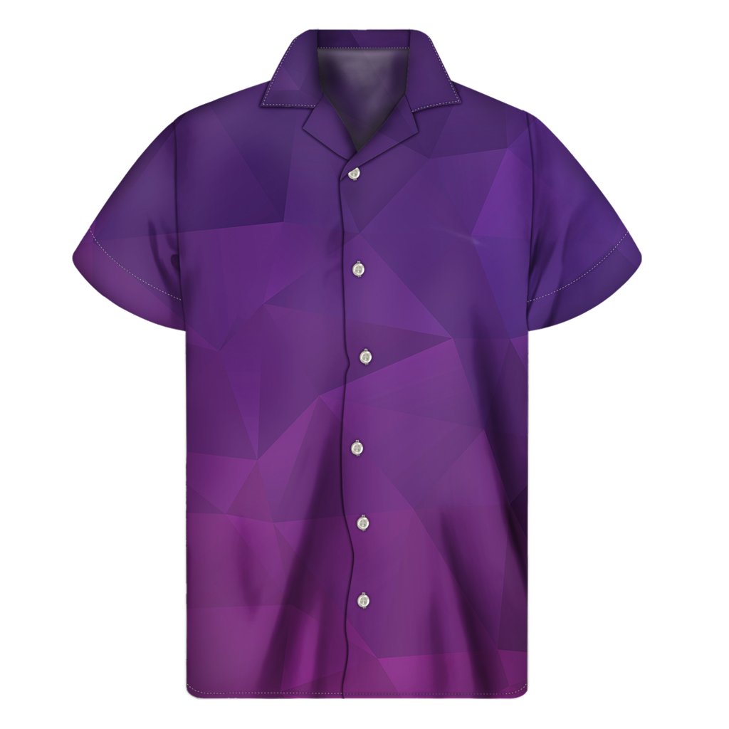 Violet Polygonal Geometric Print Mens Short Sleeve Shirt Hawaiian