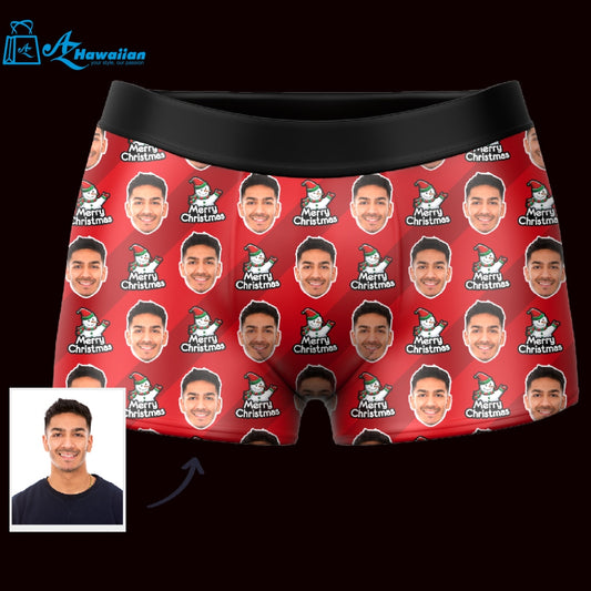 VIP Men's Christmas Gifts Custom Snowman 10 Faces Boxer Shorts