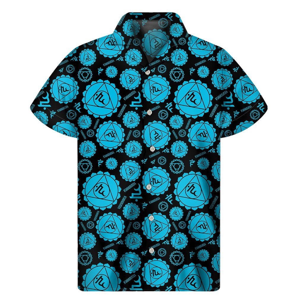 Vishuddha Chakra Pattern Print Mens Short Sleeve Shirt Hawaiian