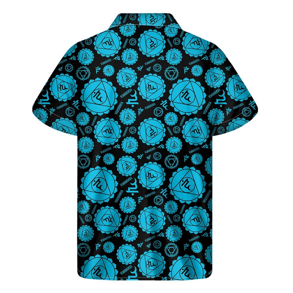 Vishuddha Chakra Pattern Print Mens Short Sleeve Shirt Hawaiian