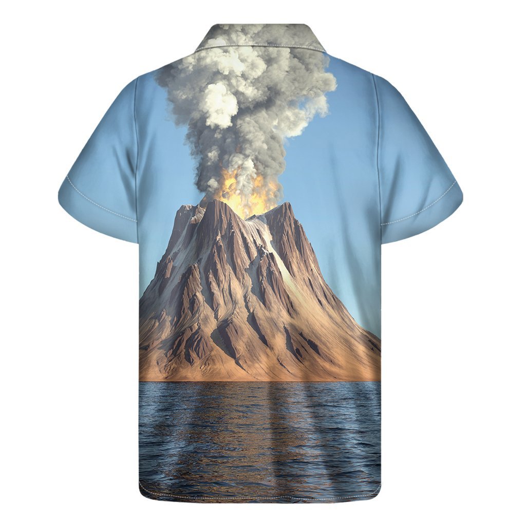 Volcanic Mountain Print Mens Short Sleeve Shirt Hawaiian