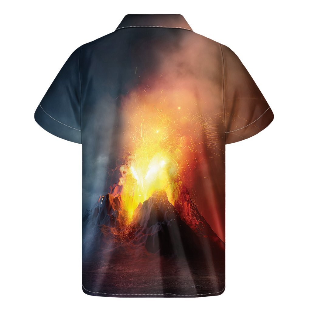 Volcano Eruption Print Mens Short Sleeve Shirt Hawaiian