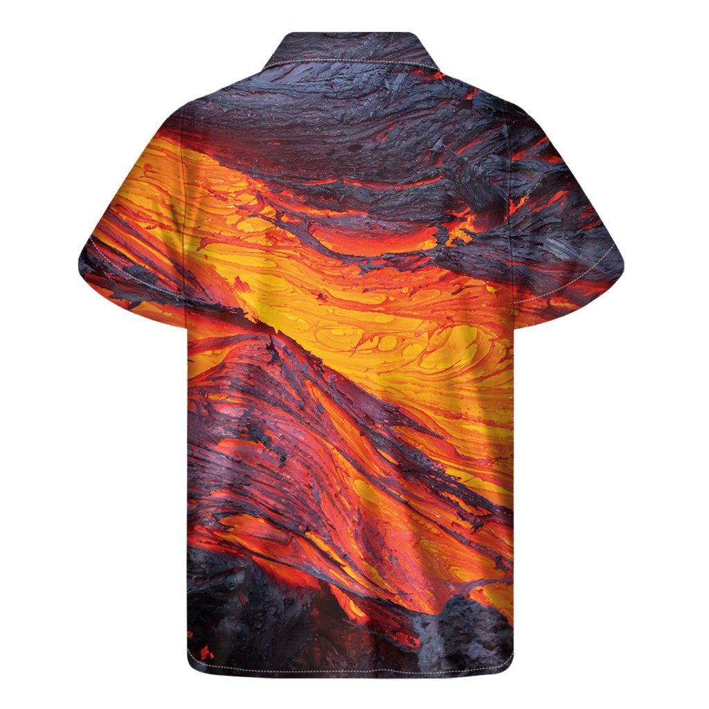 Volcano Lava Print Mens Short Sleeve Shirt Hawaiian