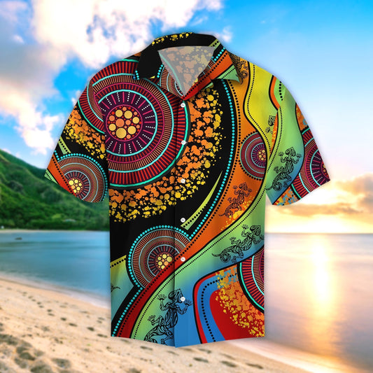 Aboriginal Australia Indigenous Lizard Beach Shirt Hawaiian