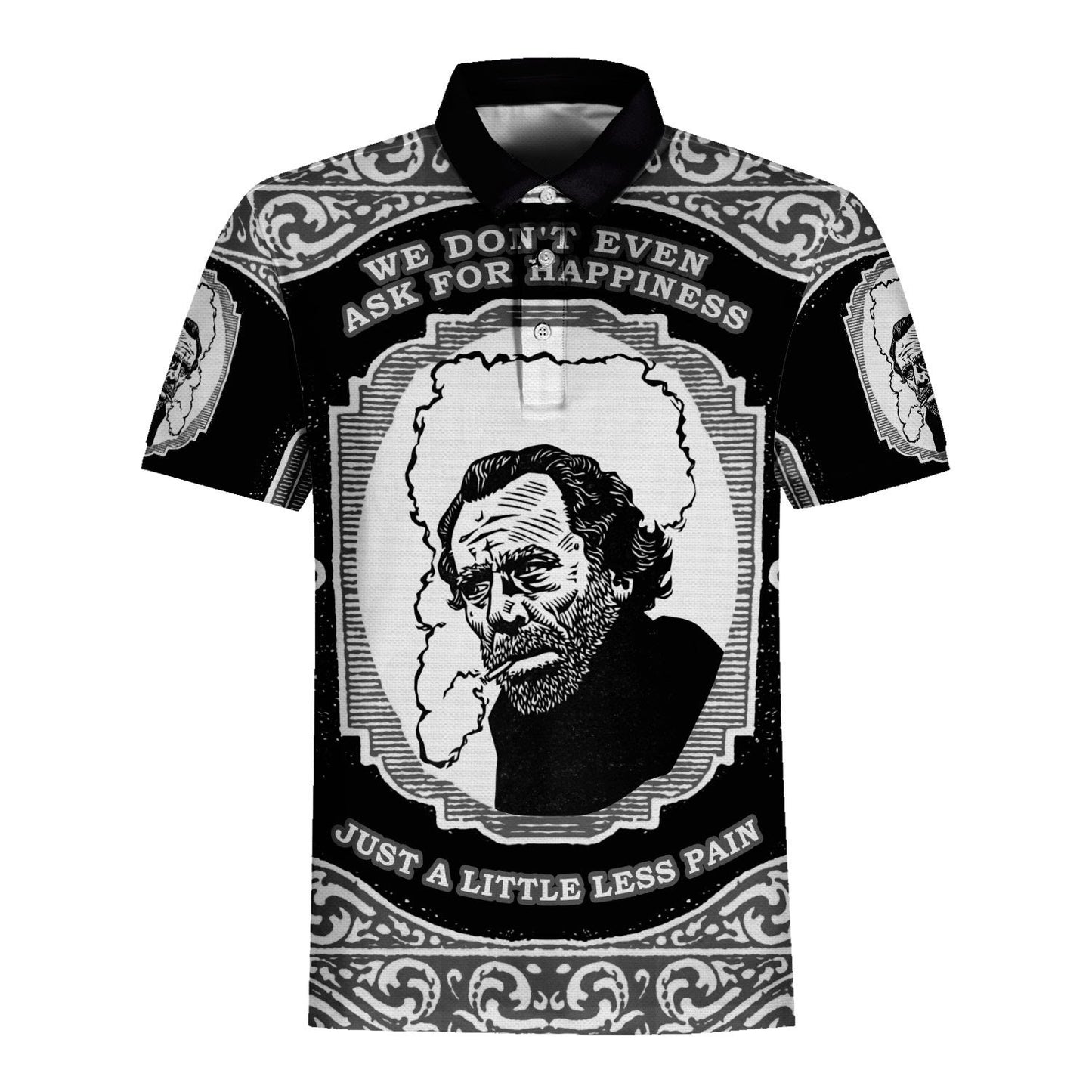 3D Tops Charles Bukowski Just A Little Less Pain Black And White Hawaiian Shirt