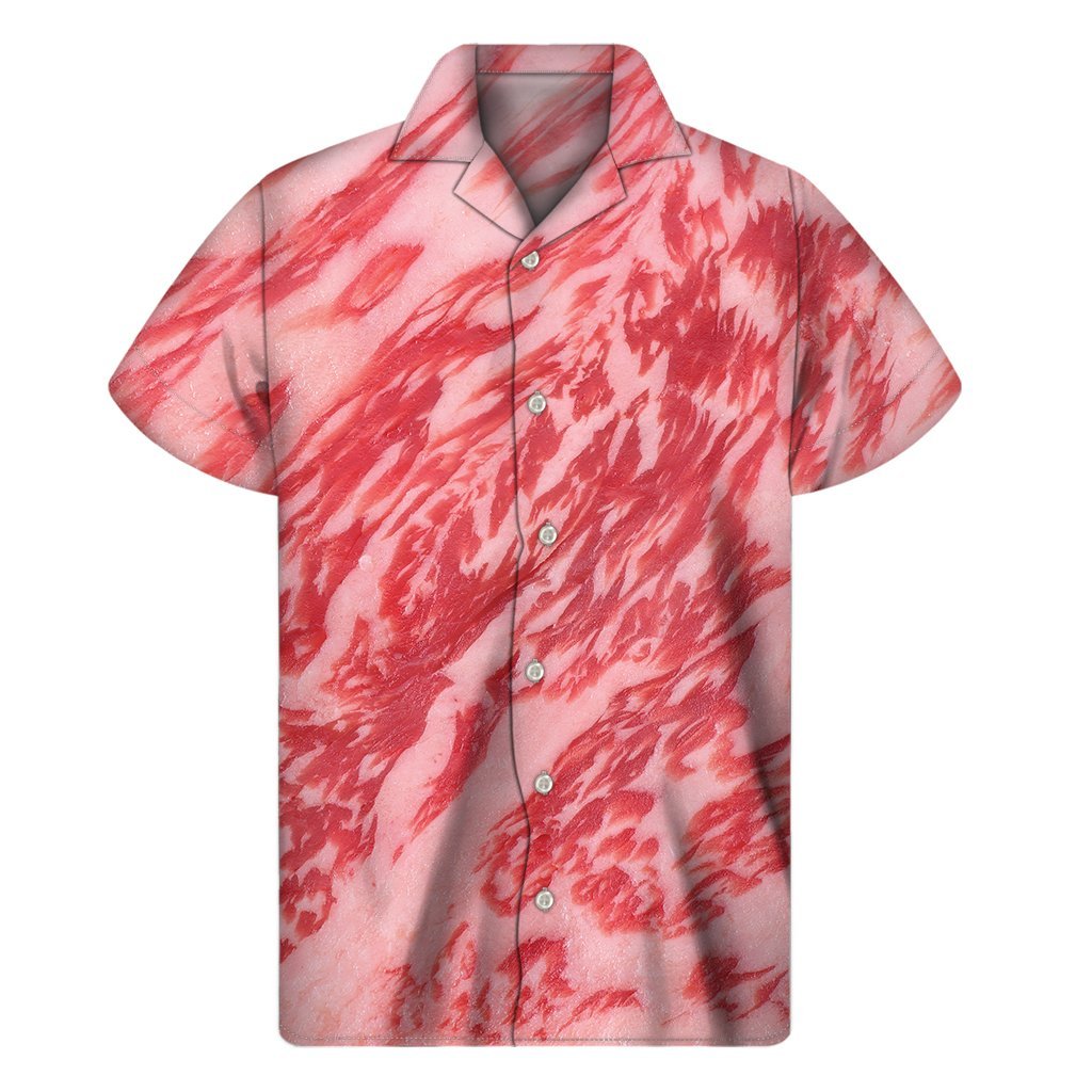 Wagyu Beef Meat Print Mens Short Sleeve Shirt Hawaiian