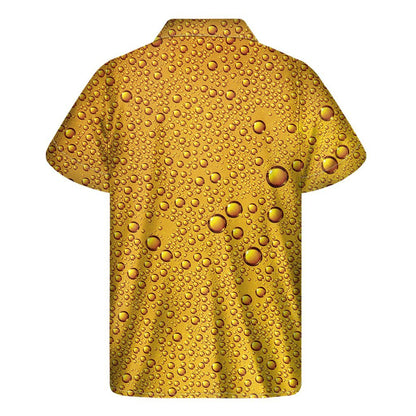 Water Drops On Beer Print Mens Short Sleeve Shirt Hawaiian