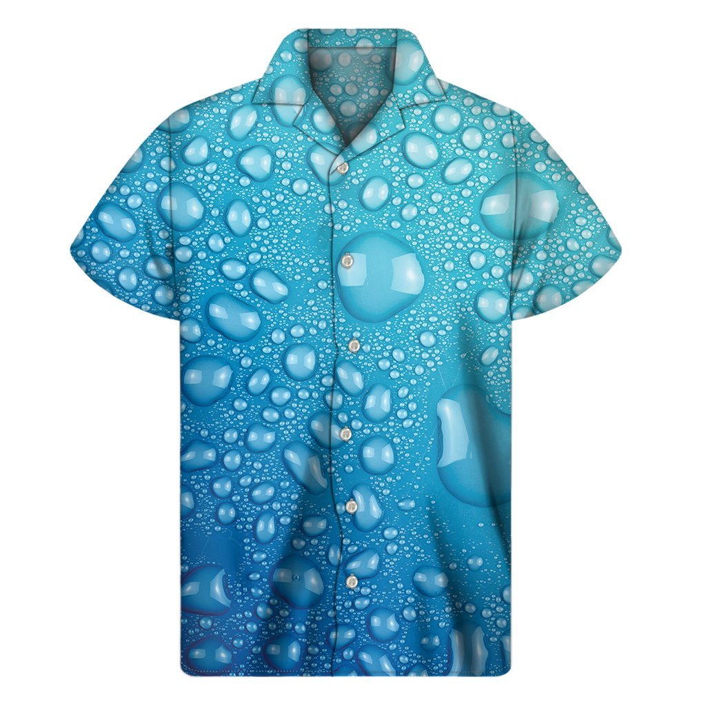 Water Drops Print Mens Short Sleeve Shirt Hawaiian