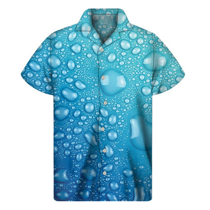 Water Drops Print Mens Short Sleeve Shirt Hawaiian