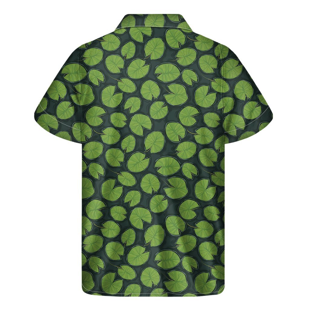 Water Lily Pads Pattern Print Mens Short Sleeve Shirt Hawaiian