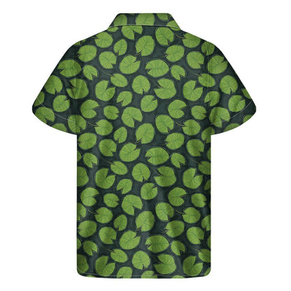 Water Lily Pads Pattern Print Mens Short Sleeve Shirt Hawaiian